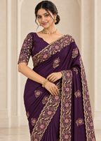 Designer Emerald Chiffon Embroidered Saree