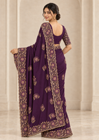 Designer Emerald Chiffon Embroidered Saree