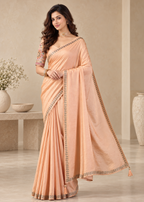 Embroidered NC Satin Saree with Designer Blouse