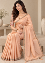Embroidered NC Satin Saree with Designer Blouse
