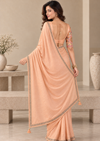 Embroidered NC Satin Saree with Designer Blouse