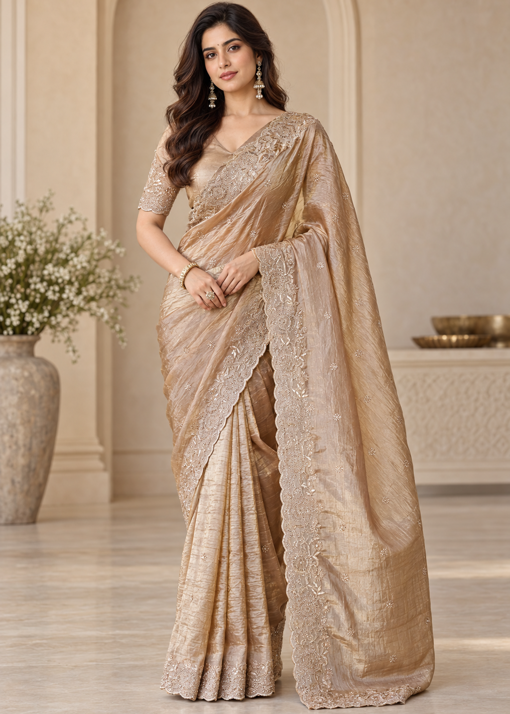 Designer Western Tissue Handwork Saree