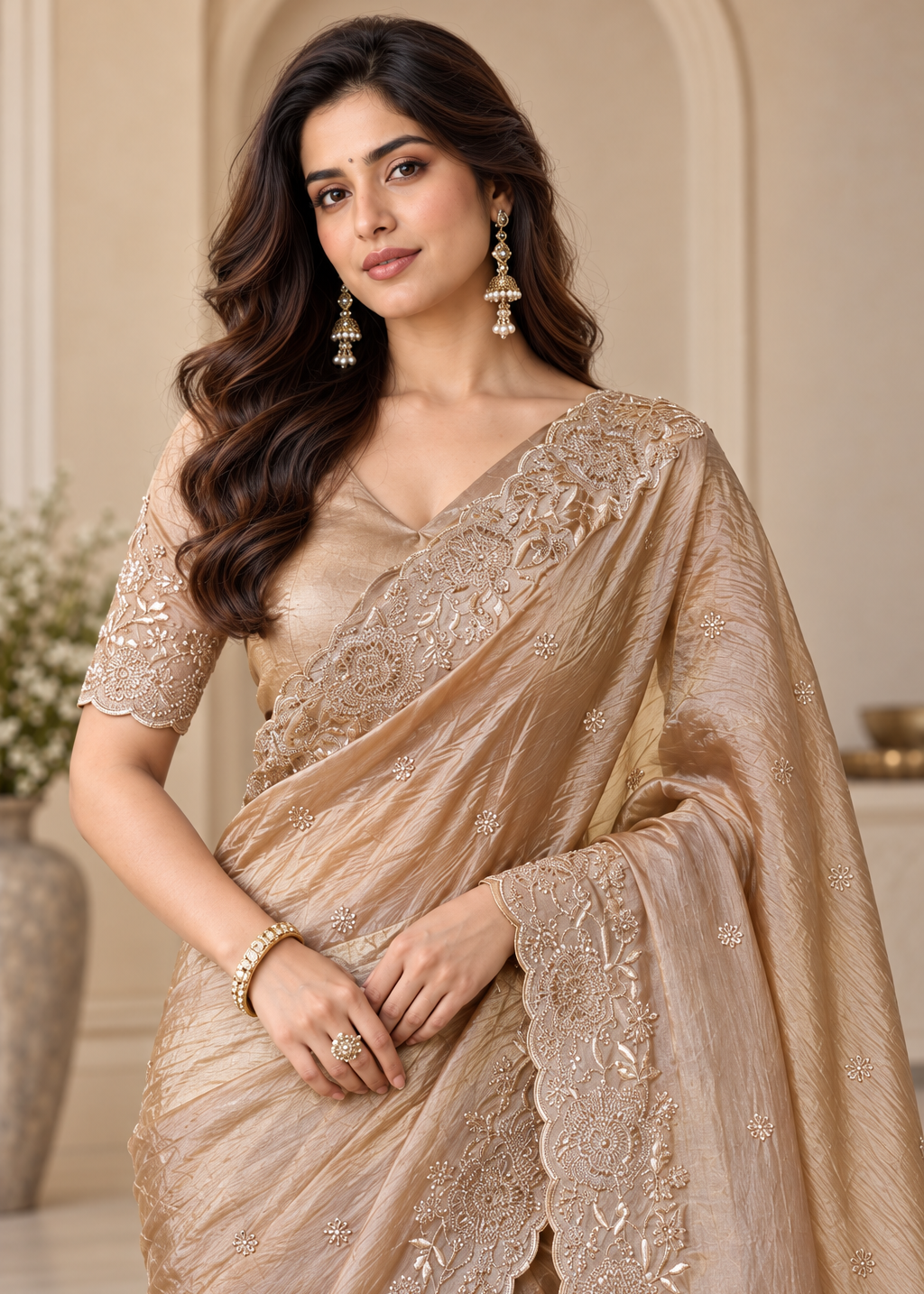 Designer Western Tissue Handwork Saree