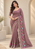 Attractive Floral Rangoli Embroidered Designer Saree