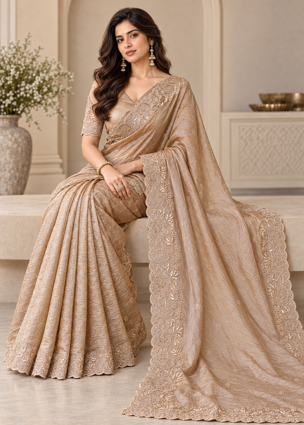 Designer Western Tissue Handwork Saree