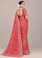 Floral Embroidery Elegant Tissue Silk Saree