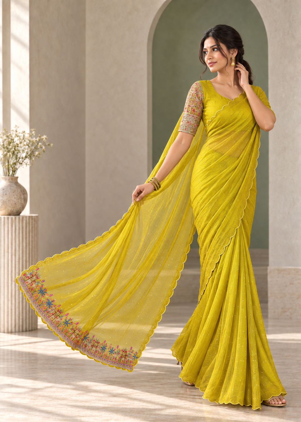 Chiffon Embellished Designer Party Wear Saree