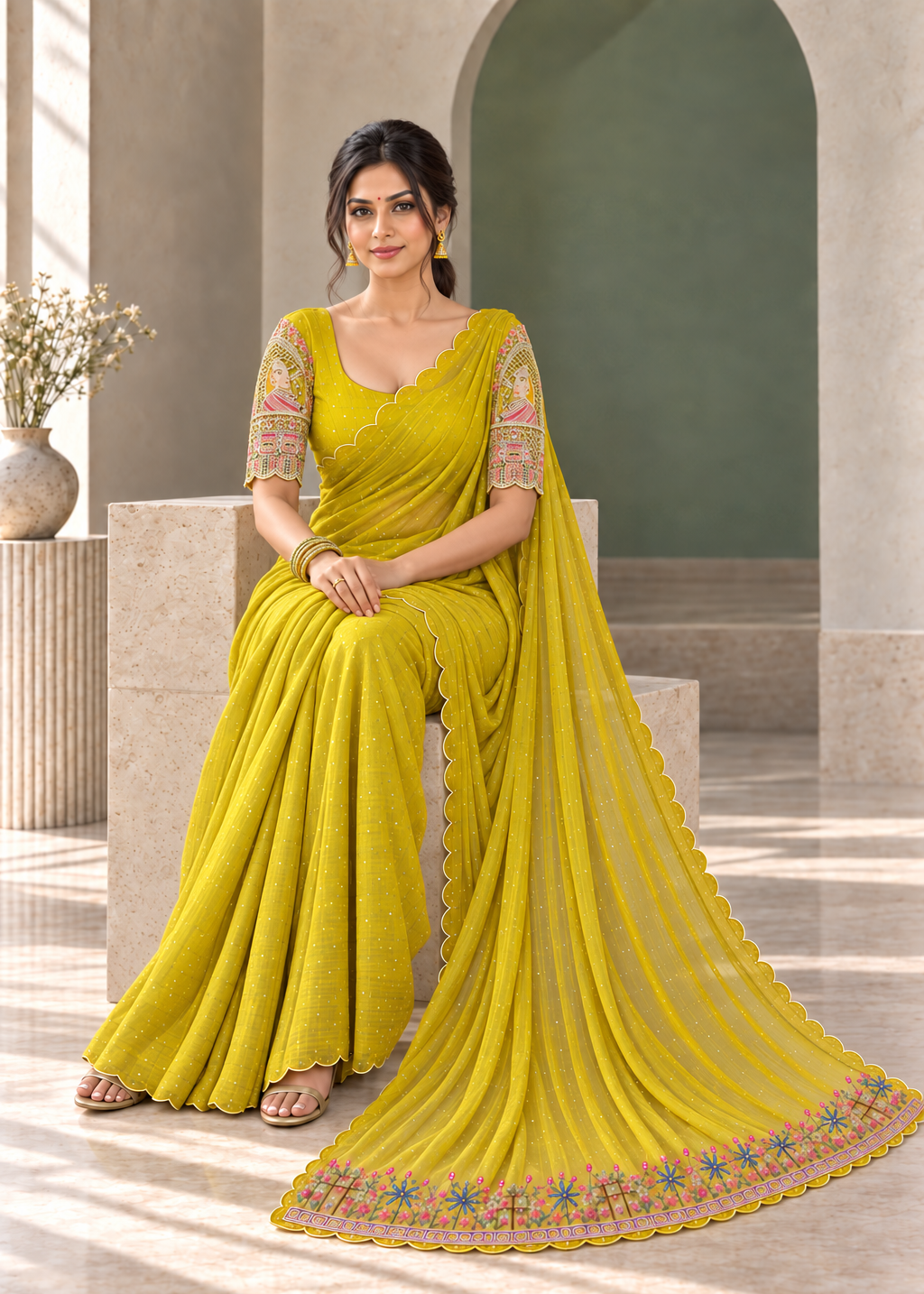 Chiffon Embellished Designer Party Wear Saree