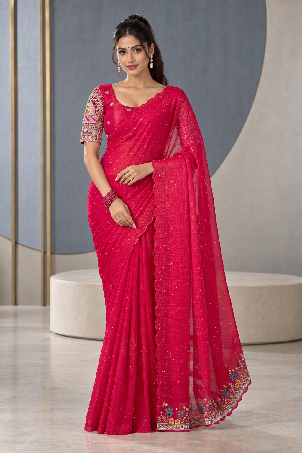 Chiffon Embellished Designer Party Wear Saree