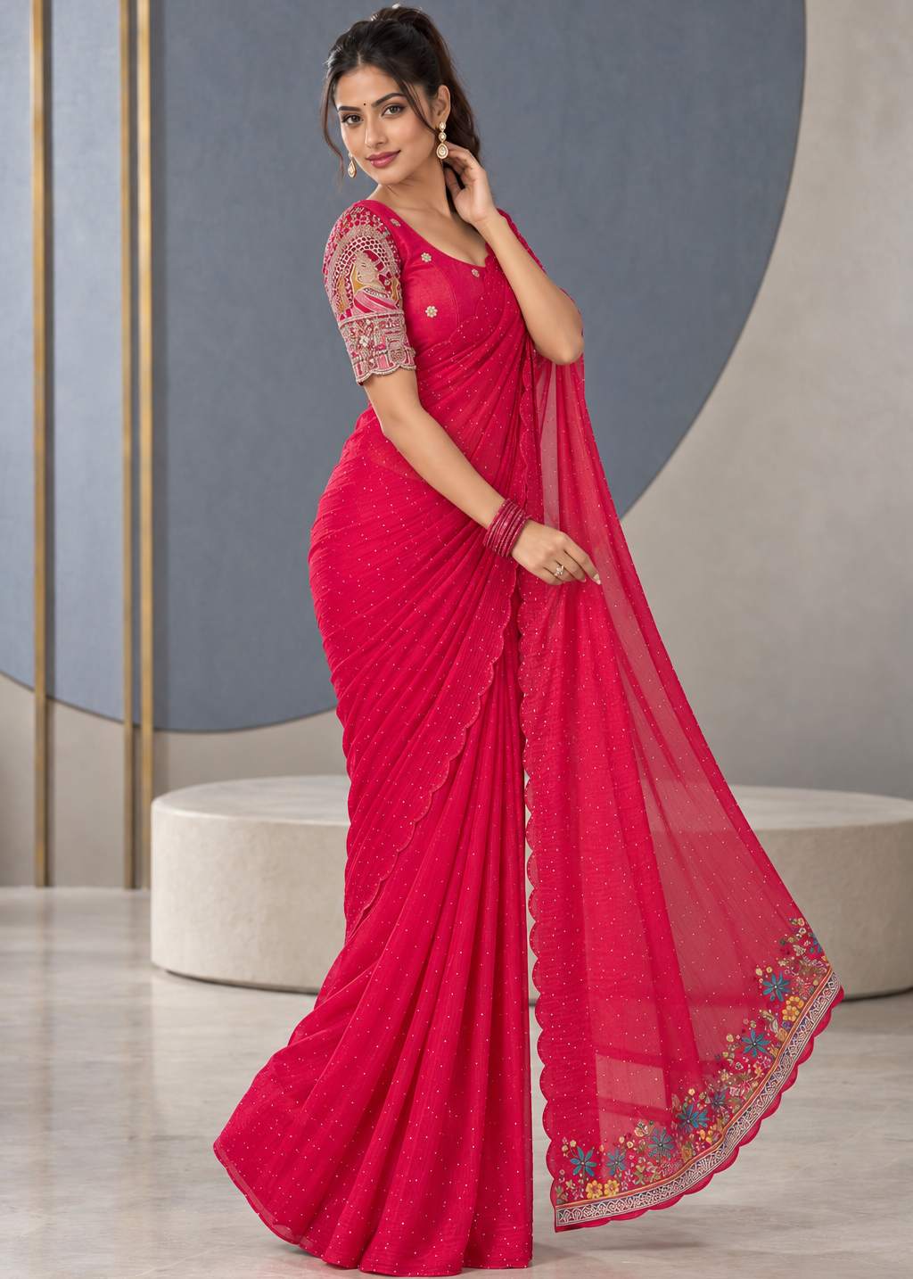 Chiffon Embellished Designer Party Wear Saree