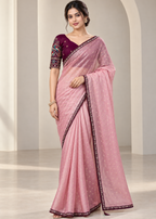 Embellished Solid Chiffon Designer Saree