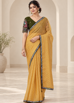 Embellished Solid Chiffon Designer Saree
