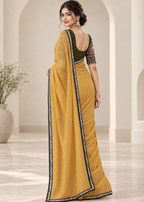 Embellished Solid Chiffon Designer Saree