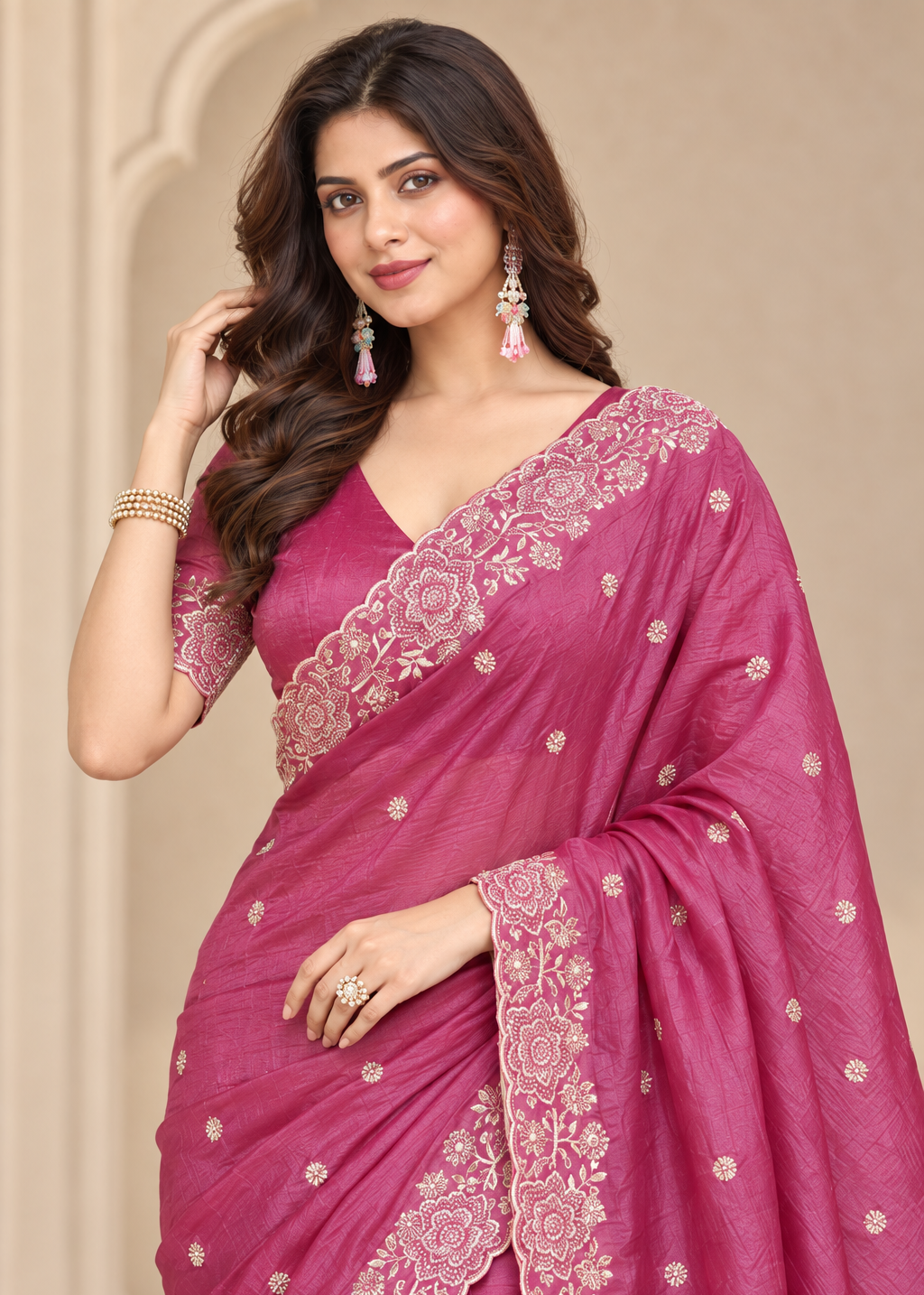 Designer Western Tissue Handwork Saree