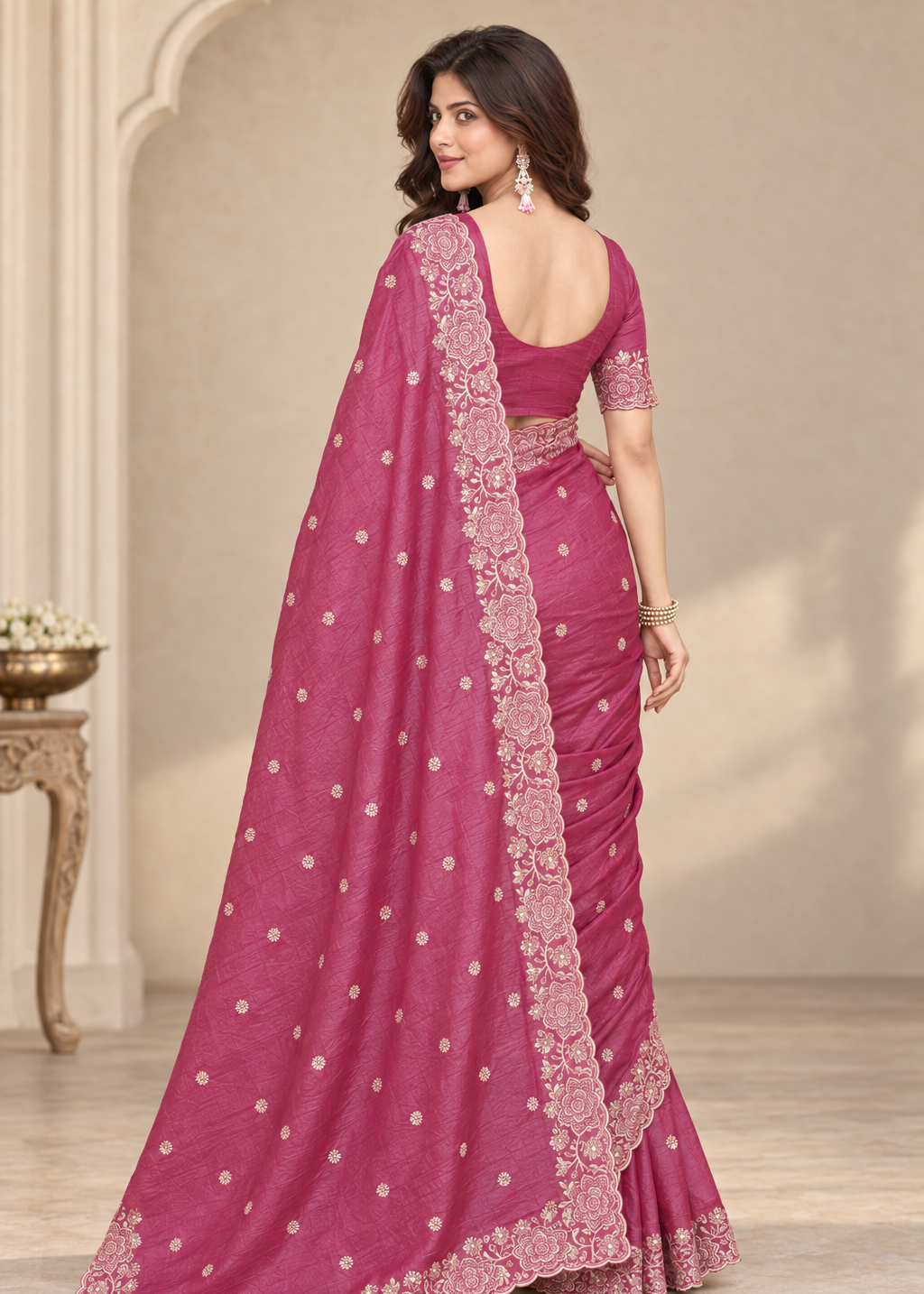 Designer Western Tissue Handwork Saree