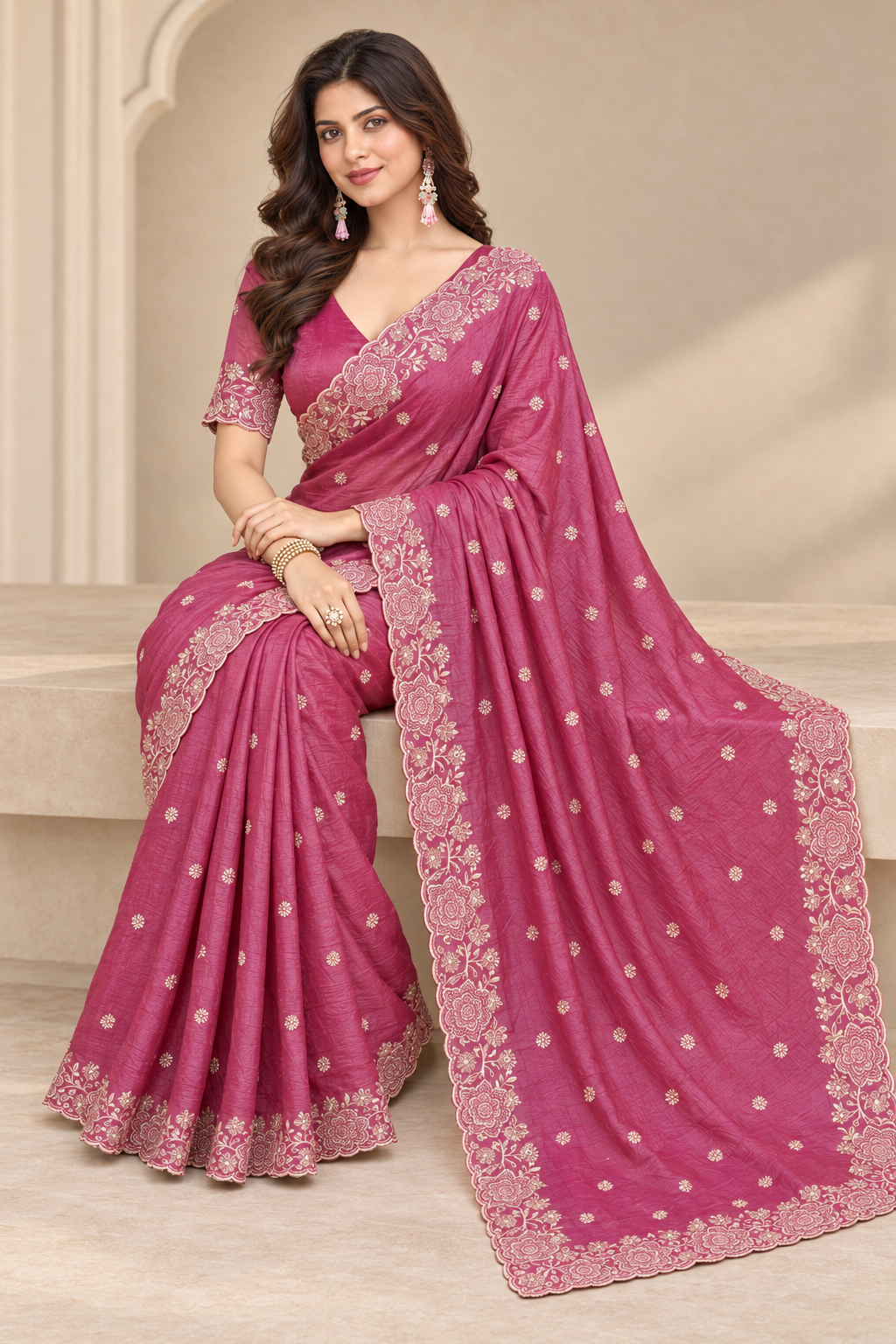 Designer Western Tissue Handwork Saree