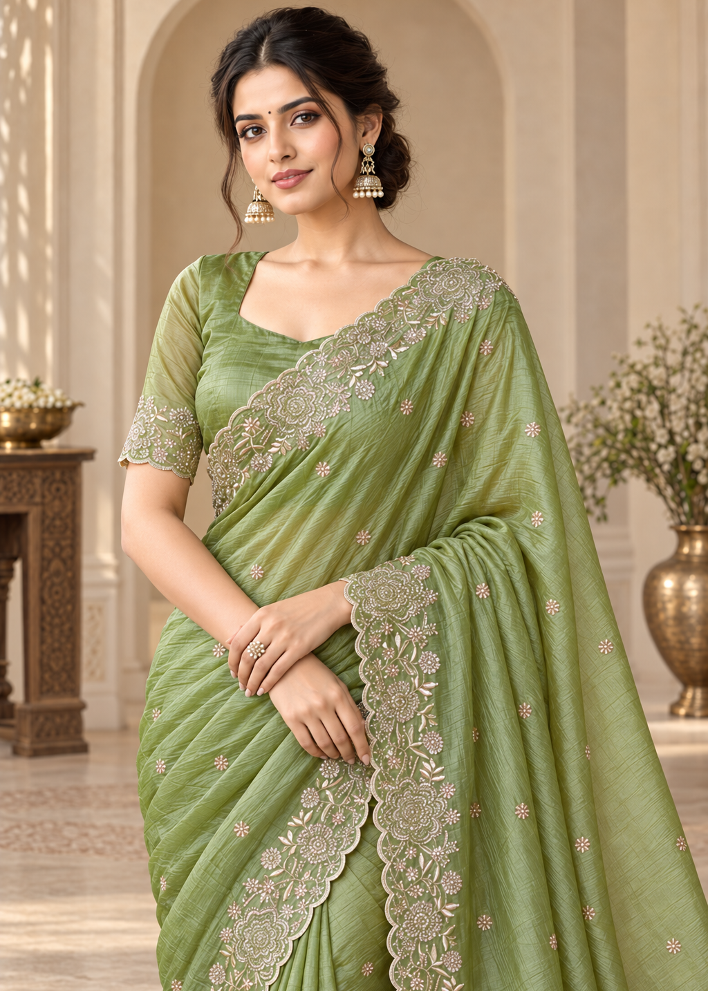 Designer Western Tissue Handwork Saree