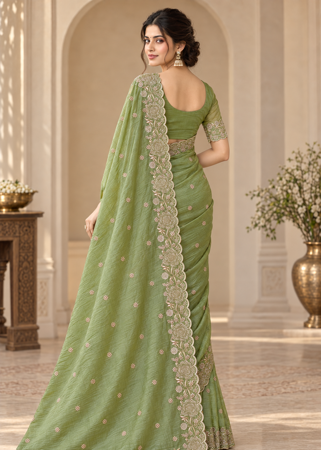 Designer Western Tissue Handwork Saree