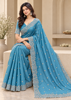 Designer Western Tissue Handwork Saree