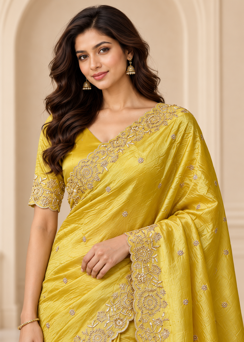 Designer Western Tissue Handwork Saree