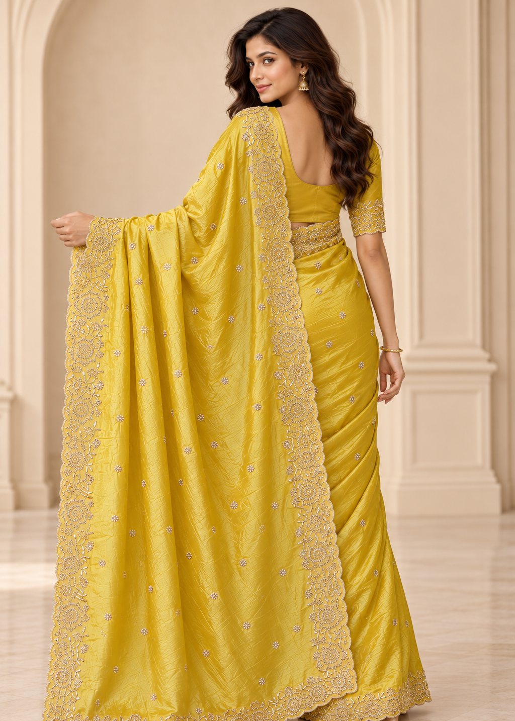 Designer Western Tissue Handwork Saree