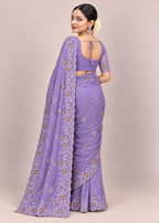Floral Embroidery Elegant Tissue Silk Saree