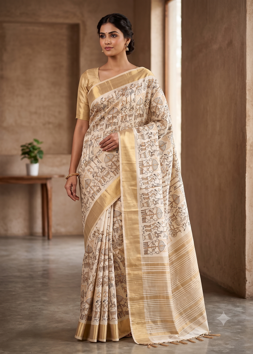 Heavy Embroidery Worked Zari Border Occasion Saree