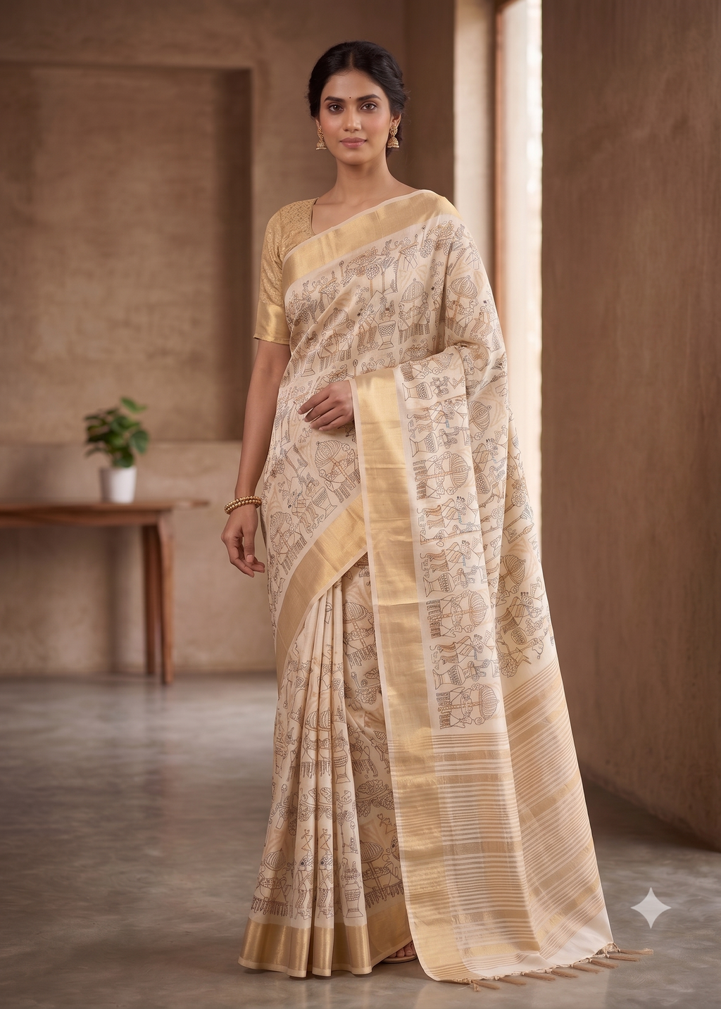 Heavy Embroidery Worked Zari Border Occasion Saree