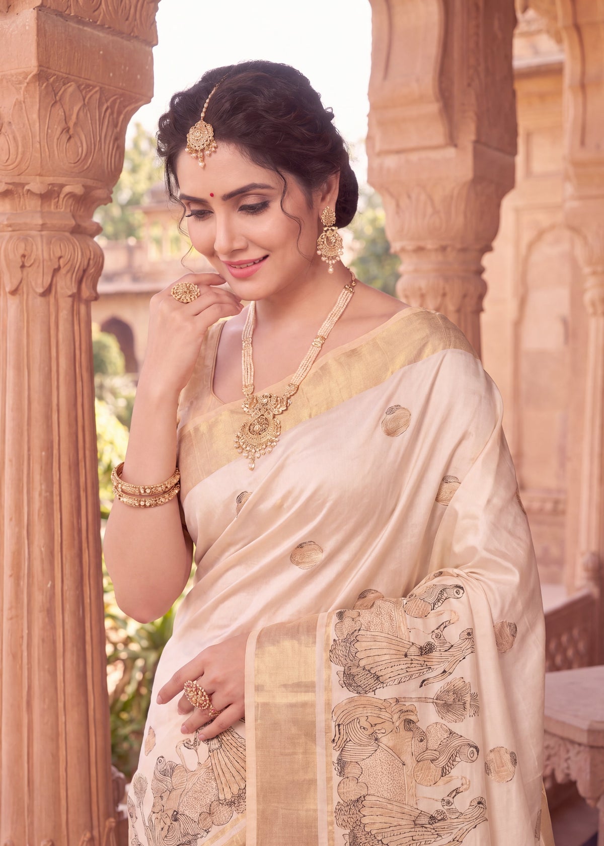Pure Aasami Silk Saree with Heavy Embroidery Designer Pallu