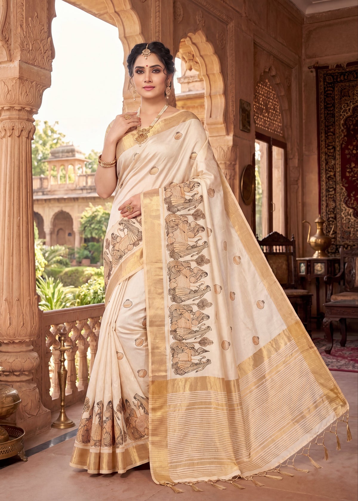 Pure Aasami Silk Saree with Heavy Embroidery Designer Pallu