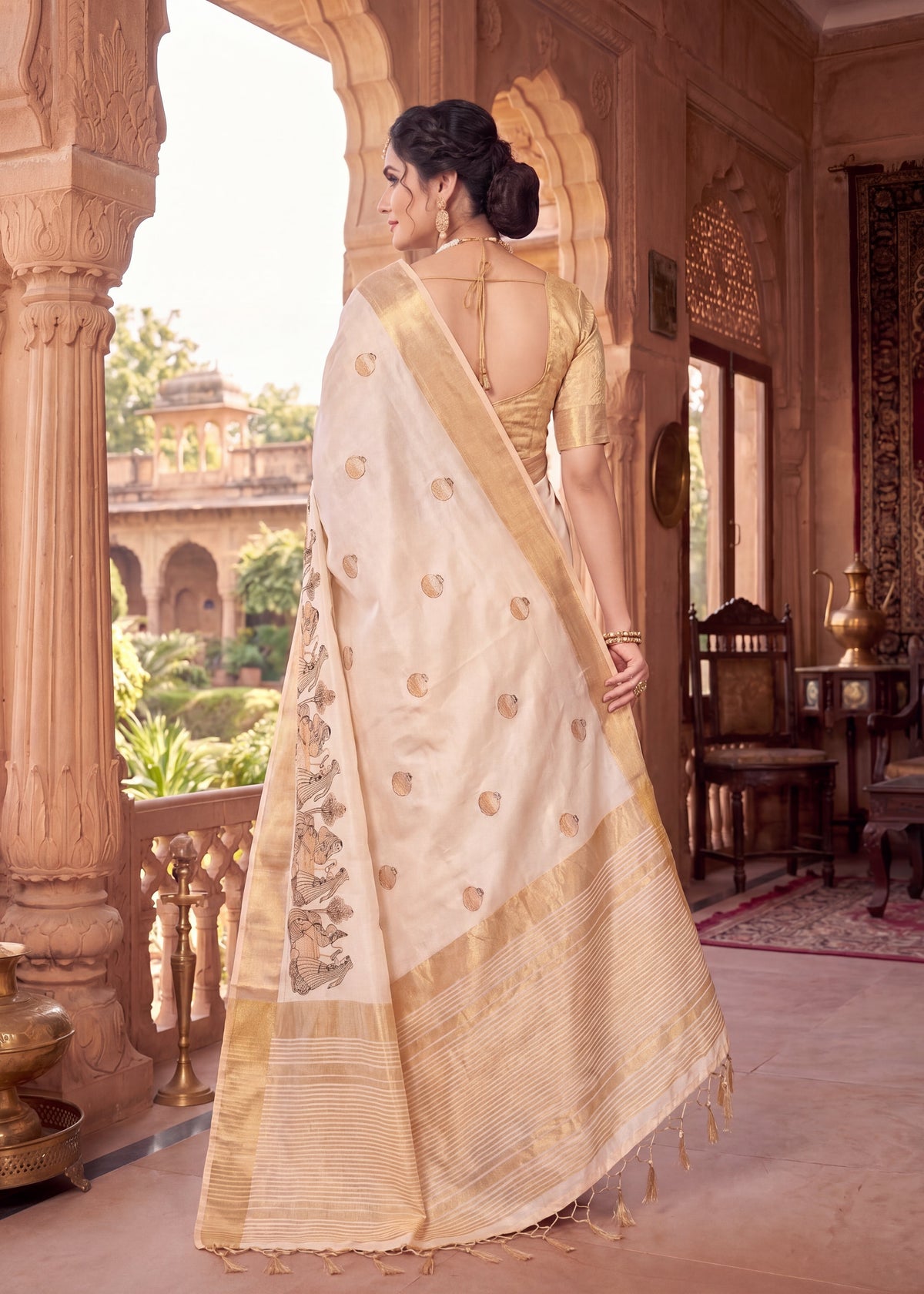 Pure Aasami Silk Saree with Heavy Embroidery Designer Pallu