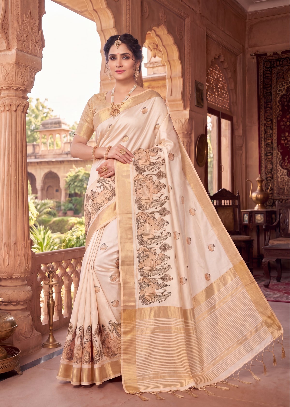 Pure Aasami Silk Saree with Heavy Embroidery Designer Pallu