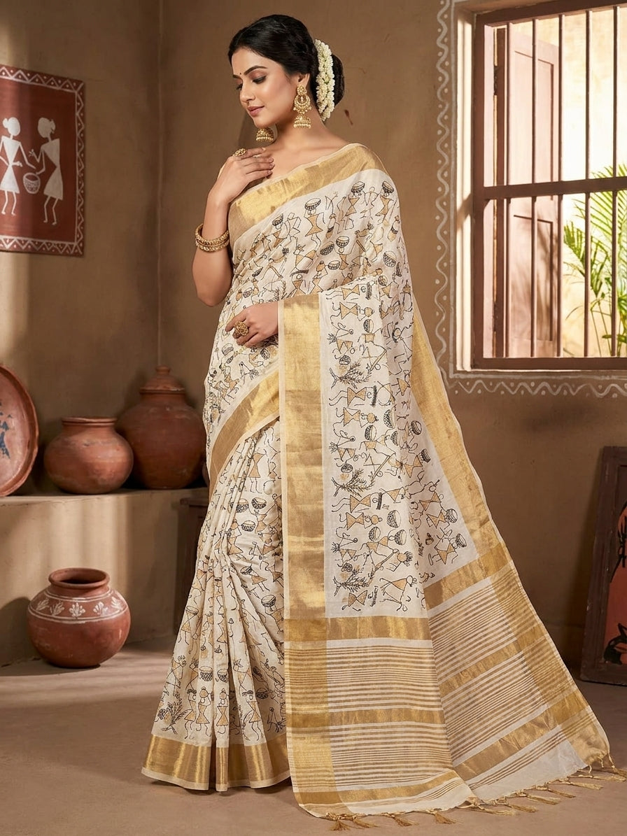 Embroidery Heritage Zari Border Wedding Wear Saree