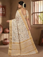Embroidery Heritage Zari Border Wedding Wear Saree