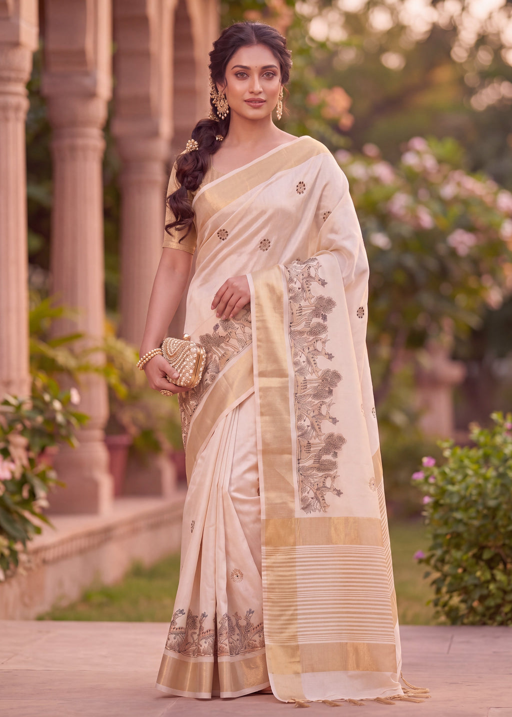 Luxurious Pure Aasami Silk Saree With Intricate Zalar