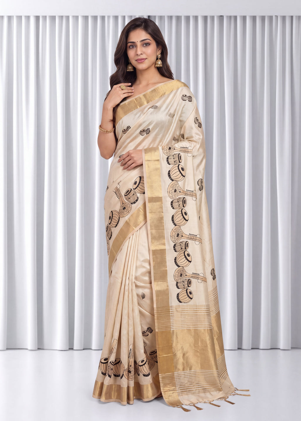 Elegant Embroidery Aasami Silk Saree