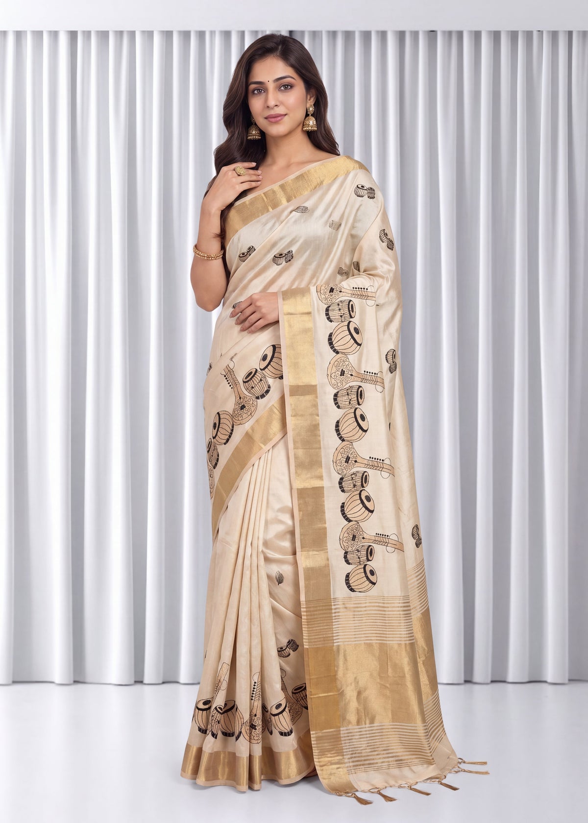 Elegant Embroidery Aasami Silk Saree