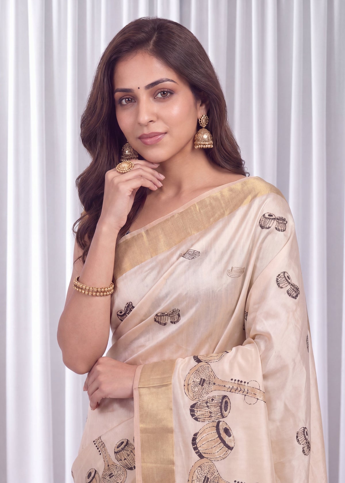 Elegant Embroidery Aasami Silk Saree