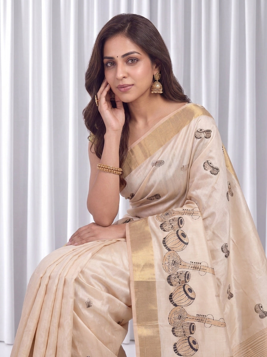 Elegant Embroidery Aasami Silk Saree