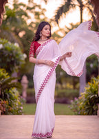 Festive Embroidered Shimmer Georgette Designer Saree