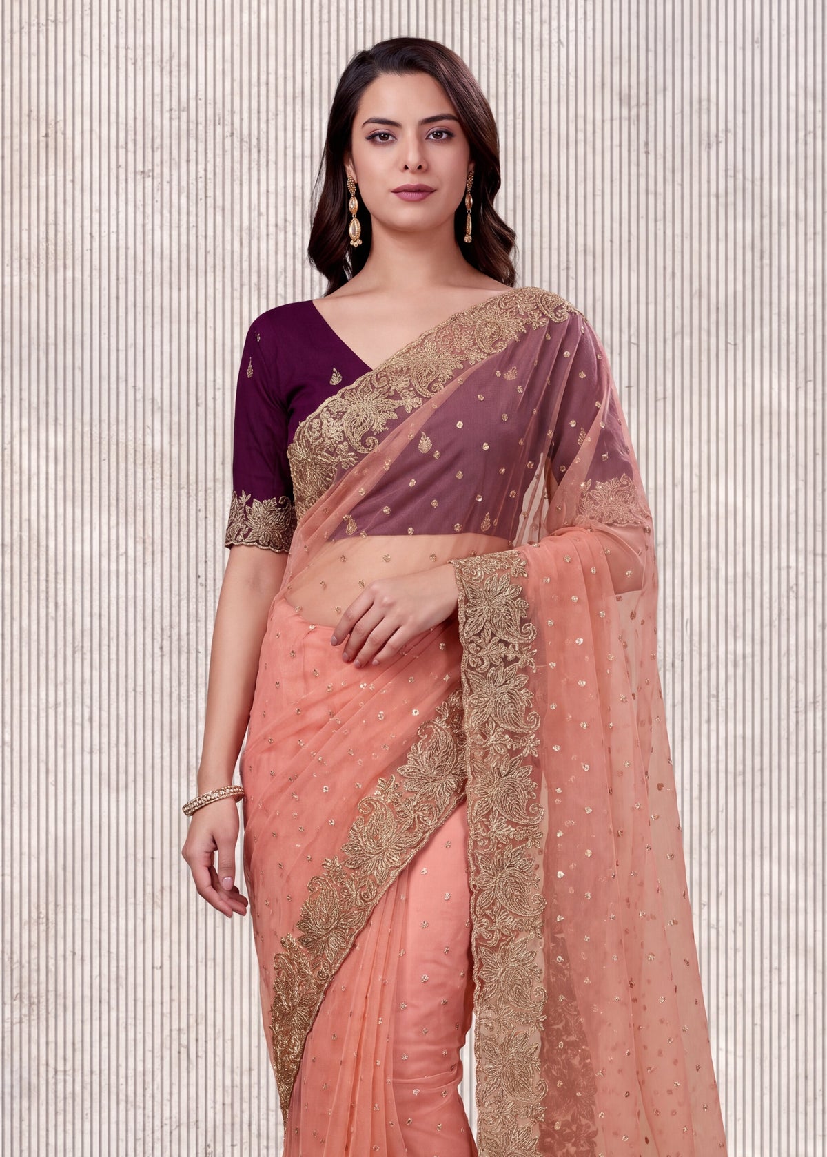 Beautiful NC Moss Butti Embroidered Saree
