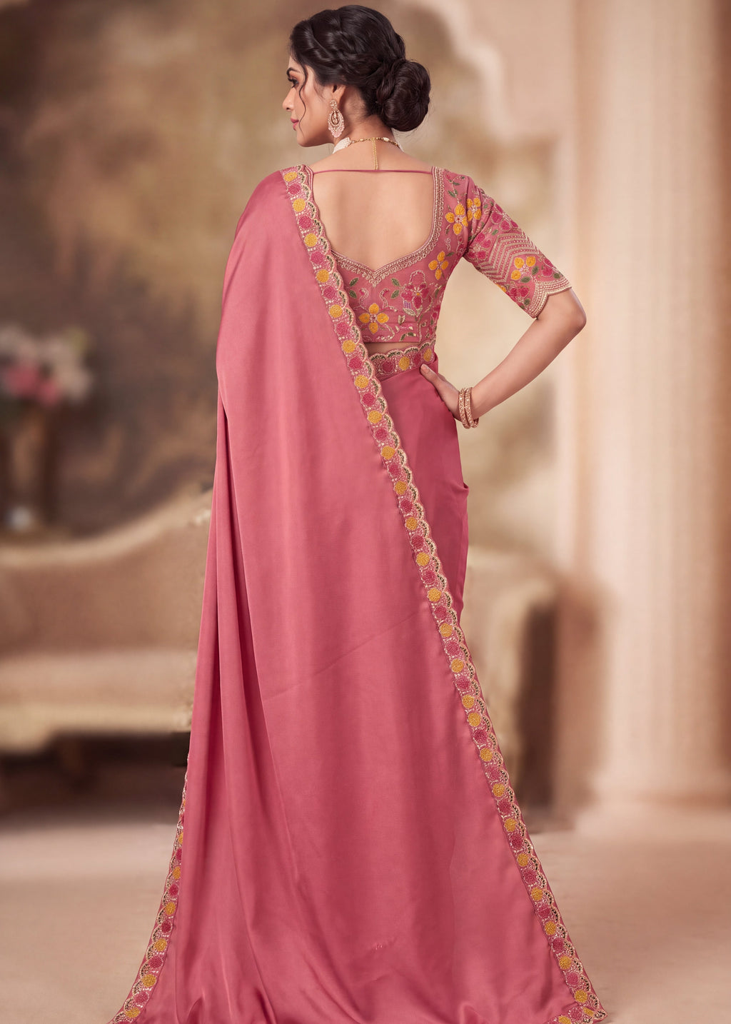 Floral Embroidered Saree with Designer Blouse