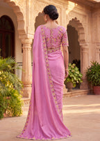 Floral Embroidered Saree with Scalloped Border