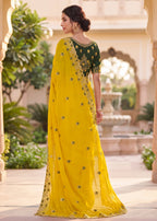 Embroidered Georgette Saree with Elegant Designer Border