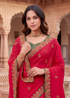 Elegant C-Pallu Two-Tone Fendy Chiffon Saree