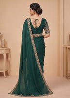 Heritage Floral Embroidered Satin Saree