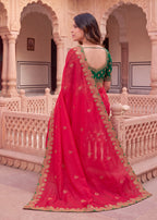 Elegant C-Pallu Two-Tone Fendy Chiffon Saree