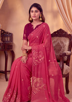Festive Paisley Embroidered Georgette Saree