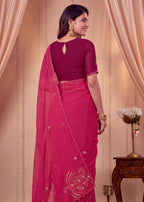Festive Paisley Embroidered Georgette Saree
