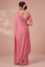 Designer Luxe Multicolour Embroidered Satin Saree